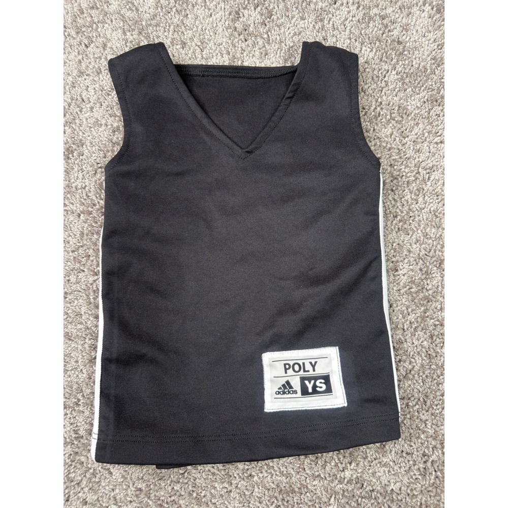Adidas YS Black White Cheerleading Uniform Top Youth Small V-Neck